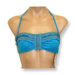 Lucky Brand Teal with Colorful Ruffle Stitch Bikini Top NWT Photo 0
