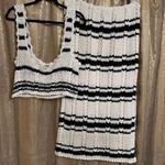 Free People Beach Black Ivory Donni Crochet Knit Sweater Top Skirt Set XL NWOT Photo 1