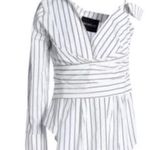 Nicholas Asymmetrical Blouse Top Shirt One Shoulder White Black Cotton Size 6 Photo 0