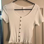 H&M White Ribbed Button Up Crop Top Photo 0