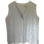 White Stag Vintage Linen & Cotton Embroidered Baby Blue Vest Size large Photo 0