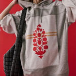 Free People #41 NWT Triple Threat Hoodie in Heather Grey/Victory Red Photo 0