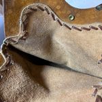 Vintage Leather Hobo Shoulder Bag Medium Boho Hippie Handmade Stitch Detail Brown Photo 3