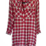 Madewell flannel dress plaid soft cozy pockets xxs oversized fall wear red gray Photo 6