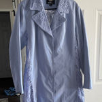 Dennis Basso  Sky Blue Lace Trench Coat Photo 0