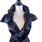 Lucy Paris  Satin Ruffled Wrap Dress in Black Size Medium NWT Photo 5