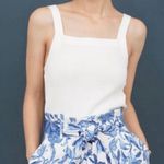H&M NWT Blue/White Floral Paper Zip Fly Bag High Waisted Pleated Shorts 4 Photo 0