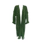 MM Knitted Twist Crochet Hollow Out Sweater Cardigan Long Sleeve Long OS Green Size undefined Photo 3