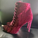 ASOS Crushed Velvet Elegant Burgundy Lace-Up Ankle Boots Size 6 Photo 6