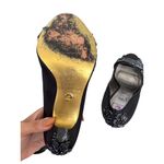 HOUSE OF DEREON Beyonce Black Satin Embroidered Beaded Heels Size 7.5 Photo 7