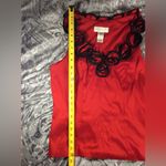 Rose Embellished Dressy Sleeveless Red Top Medium Photo 7