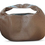 Large Brown Woven Leather Hobo Bag Photo 0