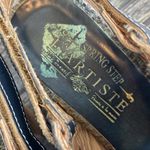 L’Artiste Leather Floral Print Patchwork Boho Platform Heel Sandal Shoes 37 6.5 Black Photo 6