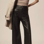 Anthropologie Maeve $148 The Colette Black Faux Leather Pants Rock Wide Leg 30 Photo 0