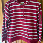 Christopher & Banks Striped Pullover Hoodie with Sleeve Zipper Pocket XL Photo 0