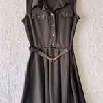 Lovely Day ModCloth  Black Sleeveless Belted Skater Dress Button Bodice Retro Photo 0