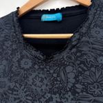 Fresh Produce Women's Black Floral Print Ruffle V Neck 3/4 Sleeve Top Small Photo 1