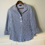 J'ENVIE/ELI Havana Pullover Blue & White Stripe Blouse Size 12 Photo 1