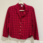 Victoria's Secret  XS Red Plaid Cotton‎ Blend Long Sleeve PJ Top Photo 0