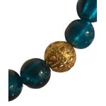 Vintage Blue Glass Bead Necklace Gold Tone Cage Beads Hook Clasp Estate 19.5" Photo 1