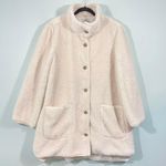 Loft  Women's Cream Button Up Sherpa Funnel Neck Jacket Size XL Photo 1