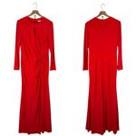 Mac Duggal  Long Sleeve Keyhole Draped Gown Red Sz 10 NWT Formal Maxi Dress 55708 Photo 6