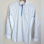 Peter Millar long sleeve UPF 50 quarter zip blue Pop clink print base layer L Photo 0