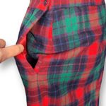 Vintage Tartan Plaid Wool Skirt Burgundy Purple Green Midi Colorful Festive Red Size 6 Photo 4