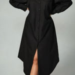 Moussy Black Button Down Shirt Dress MIDI Photo 0