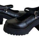 Soda Y2K SUPER chunky Black Mary Jane Platform Charm Sandals Heels 6.5. Photo 0