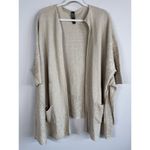 Marla Wynne Tan Boxy Cardigan Poncho Open Front w Pockets Size M/L Linen Blend Size L Photo 10