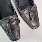 Stuart Weitzman  Women’s Tassel Loafers Size 6 Pewter Brown‎ Whipstitch Leather Photo 2