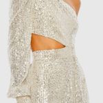 Mac Duggal NWT IEENA 26730 Silver Sequined One Shoulder Cut Out Gown Silver Sz 6 Photo 0