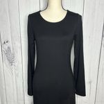 Fifteen Twenty  Black Knit Midi Asymmetrical Hem Dress Long Sleeve Sz M Photo 1