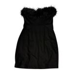 Venus Y2K Strapless Feather Trim Mini Cocktail Dress Women’s 8 Mob Wife Glam LBD Photo 3