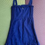 Reformation Blue  Linen Dress with Ruffle Detail Photo 3