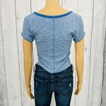 Abercrombie & Fitch (S) Womens Blue White Striped Stretchy Crop Top Tee Shirt Photo 3