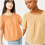 Bundle of 2 Free Assembly Orange & Yellow Gingham Puff Sleeve Tops Size XL Photo 1
