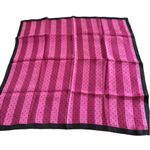 Hot Pink Black Striped Polka Dot Square Scarf Handbag Wrap Silk Preppy Twee Photo 0