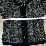 T Thira Collarless Zip Front Plaid Jacket Large Black Photo 6