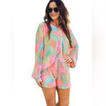 Jess Lea Malibu Sunset pleated short and top set. Size Large Pink Photo 1