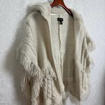 Madden NYC Womens Ruana Sweater OS Cream Open Front Fringe Cable Knit Poncho Size undefined Photo 1