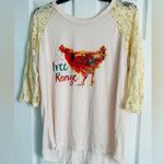 Southern Grace Free Range Chicken Lace Sleeves Pink T Shirt 2XL Size XXL Photo 0