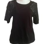 Banana Republic  Women's Black Lace Short Sleeves Top Photo 0