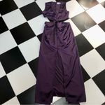 One33 Social Cutout Gown Maxi Dress Dark Purple Gold Hardware Grecian Slit sz 10 Photo 6