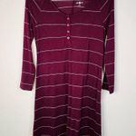 SO  Wine Sweater Dress White Stripes Casual Cool Long Sleeve Soft Touch Size XS Photo 1