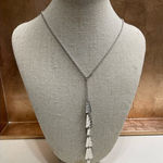 The Sak NWT The‎  Hammered Silver Y Pendent Drop Necklace w/ Adjustable Clasp Photo 0