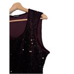 Nina Leonard Velvet Sequin Sheath Dress Burgundy Purple Size L Party Holiday Stretch Date‎ Photo 2