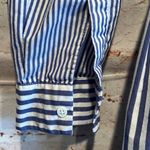 Max Mara weekend Dress striped cotton 4 stand up collar blue white belted pockets Photo 9
