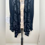 Johnny Was NTM:  Black Velvet Embroidered Floral Open Front Cardigan Size M Photo 3